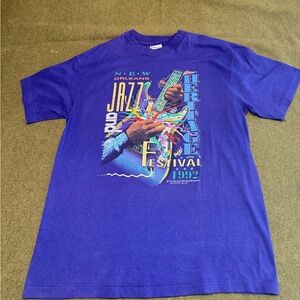 Vintage New Orleans 1992 Jazz Heritage Festival Single Stitch Shirt Purple L USA